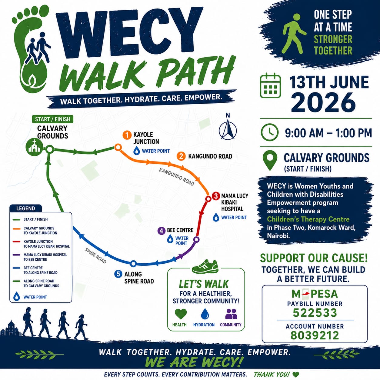 WECY Walk Path – Walk Together. Hydrate. Care. Empower.